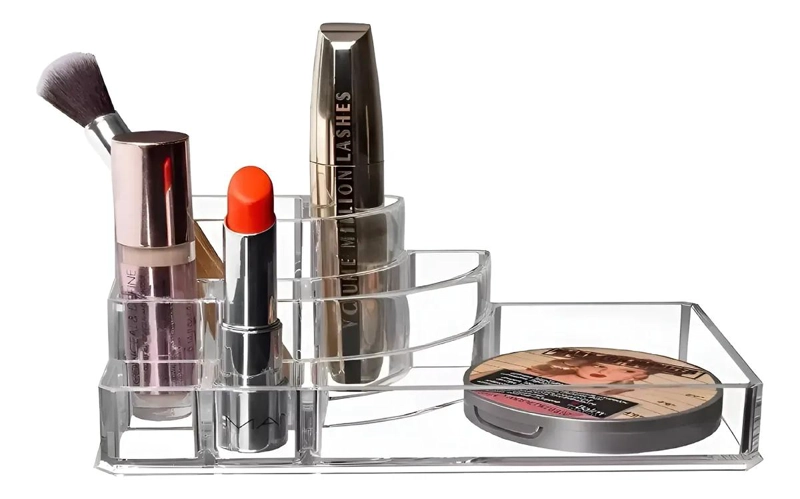ORGANIZADOR ACRILICO PARA MAQUILLAJE CON 8 COMPARTIMENTOS PARA LABIALES - 1