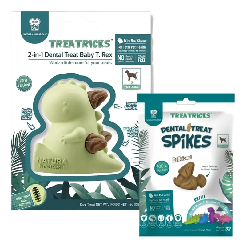 SET DE JUGUETES INTERACTIVOS PARA PERROS CON DISEÑO T-REX Y CEPILLO DENTAL - 1