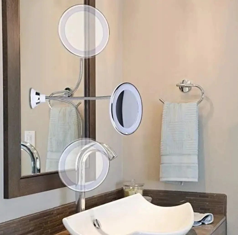 ESPEJO DE MAQUILLAJE CON LUZ LED Y VENTOSA PARA PARED - 4