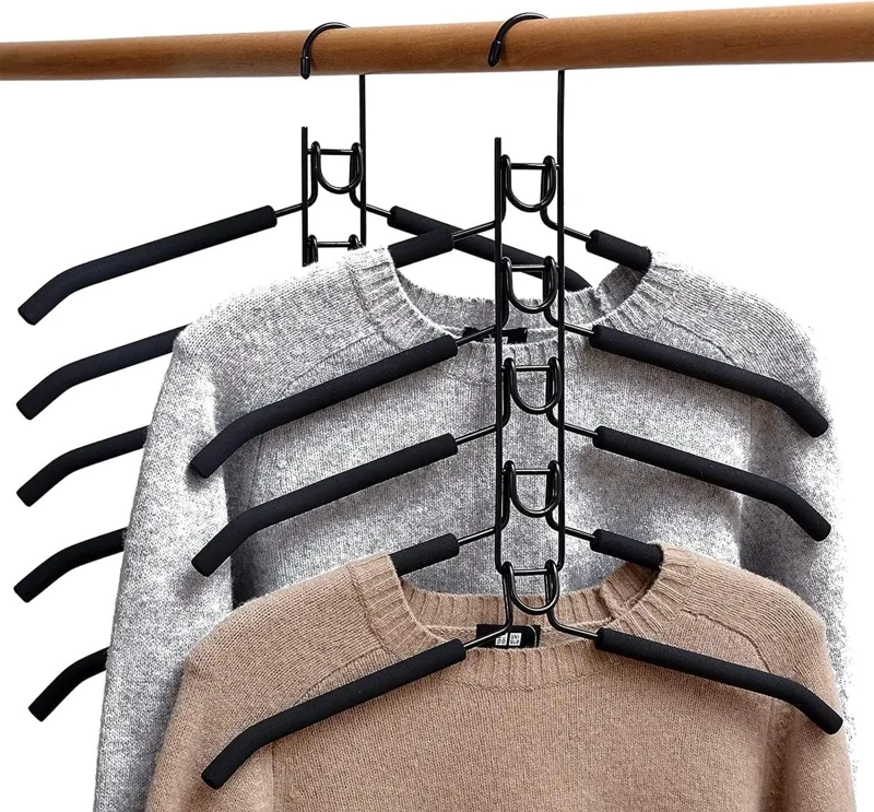 SET DE 2 COLGADORES ANTIDESLIZANTES PARA ROPA CON DISEÑO 5 EN 1 - 1