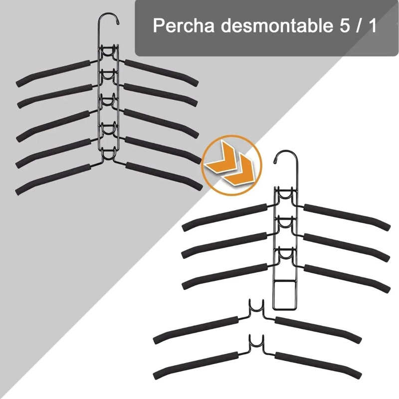 SET DE 2 COLGADORES ANTIDESLIZANTES PARA ROPA CON DISEÑO 5 EN 1 - 4