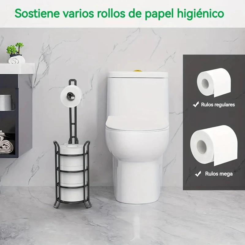 SOPORTE DE PAPEL HIGIE NICO CON PEDESTAL PARA BAÑO Y ORGANIZADOR - 4