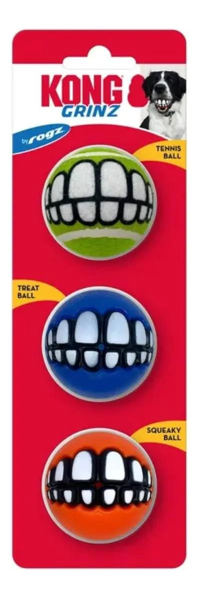 PELOTAS PARA PERROS TAMAÑO MEDIANO DE 3 PULGADAS CON DISEÑO SONRISAS - 1