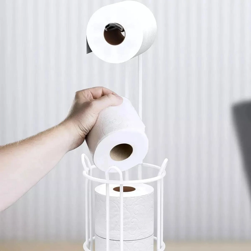 SOPORTE DE PAPEL HIGIE NICO CON PEDESTAL Y ORGANIZADOR PARA BAÑO - 3