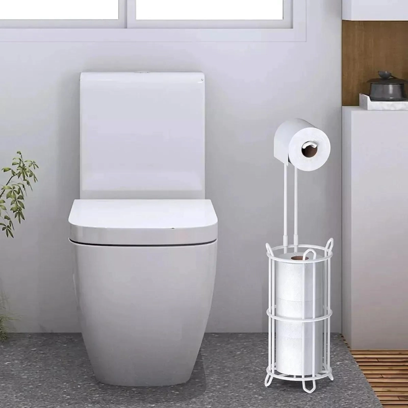 SOPORTE DE PAPEL HIGIE NICO CON PEDESTAL Y ORGANIZADOR PARA BAÑO - 4