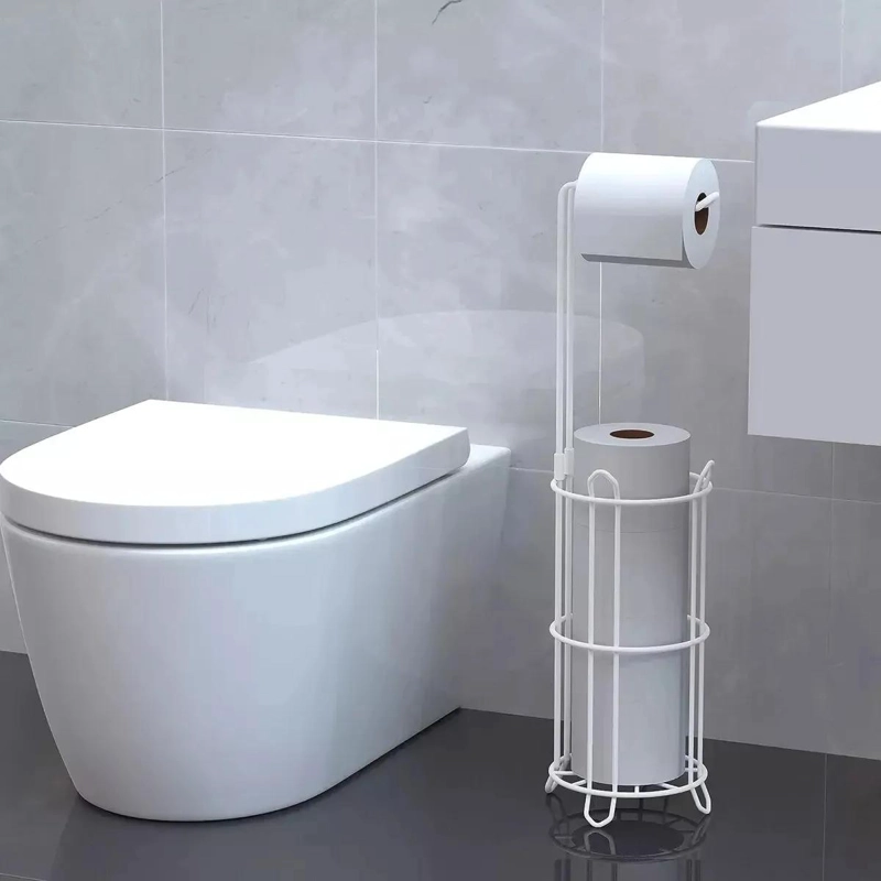 SOPORTE DE PAPEL HIGIE NICO CON PEDESTAL Y ORGANIZADOR PARA BAÑO - 5