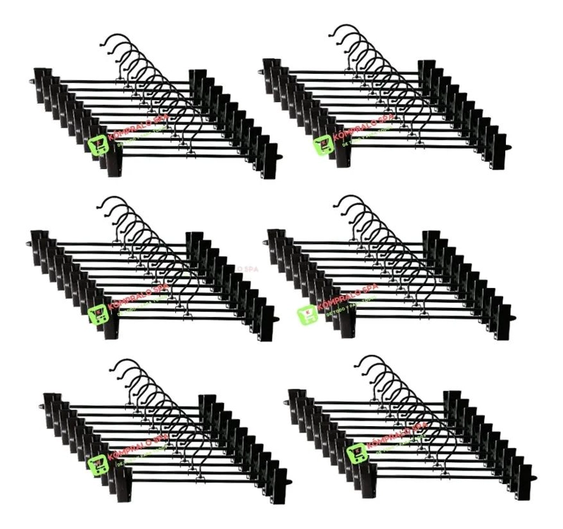 SET DE 60 COLGADORES METALICOS NEGROS PARA PANTALONES DE 32 CM - 1