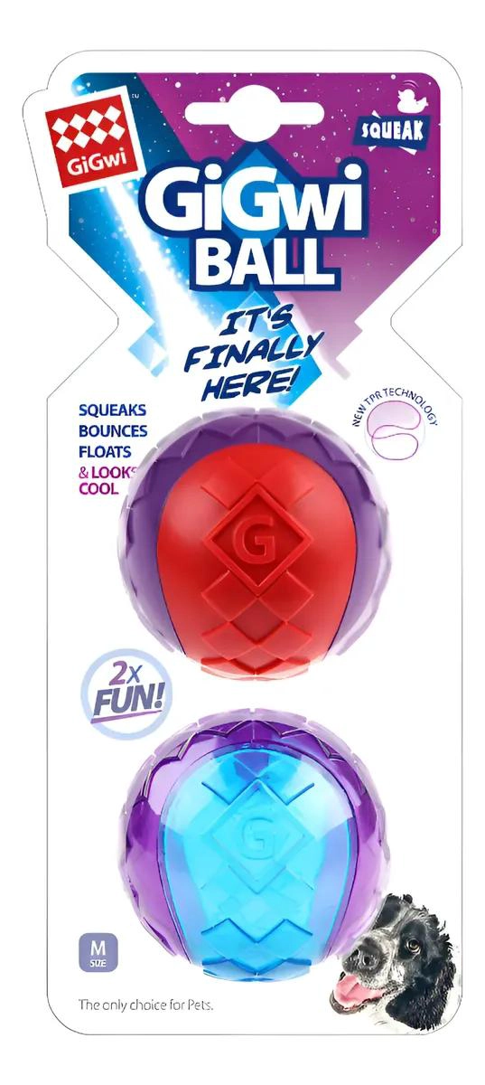 PELOTAS PARA PERROS CON SONIDO SQUEAK TAMAÑO MEDIANO PACK 2 UNIDADES - 1