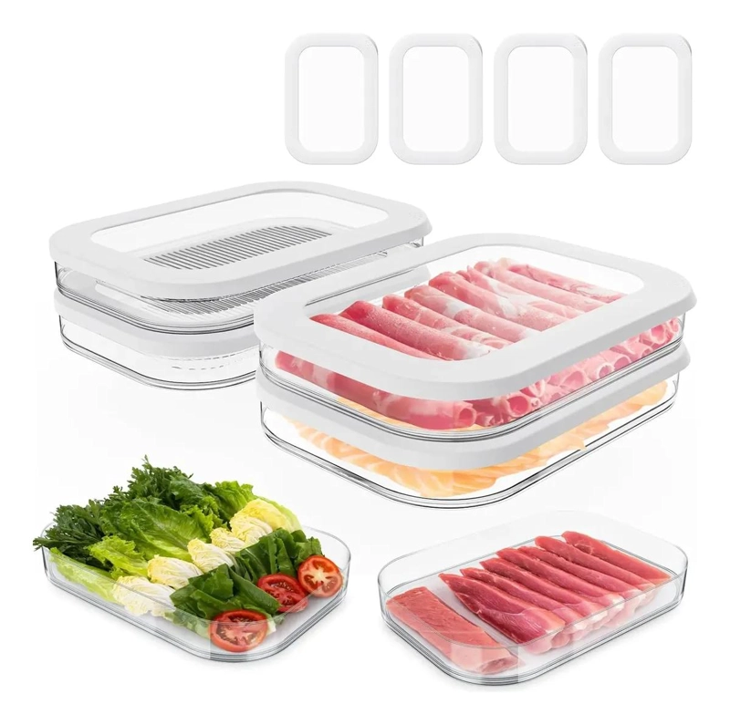 ORGANIZADOR ACRILICO PARA REFRIGERADOR CON TAPA Y CUATRO COMPARTIMENTOS - 1