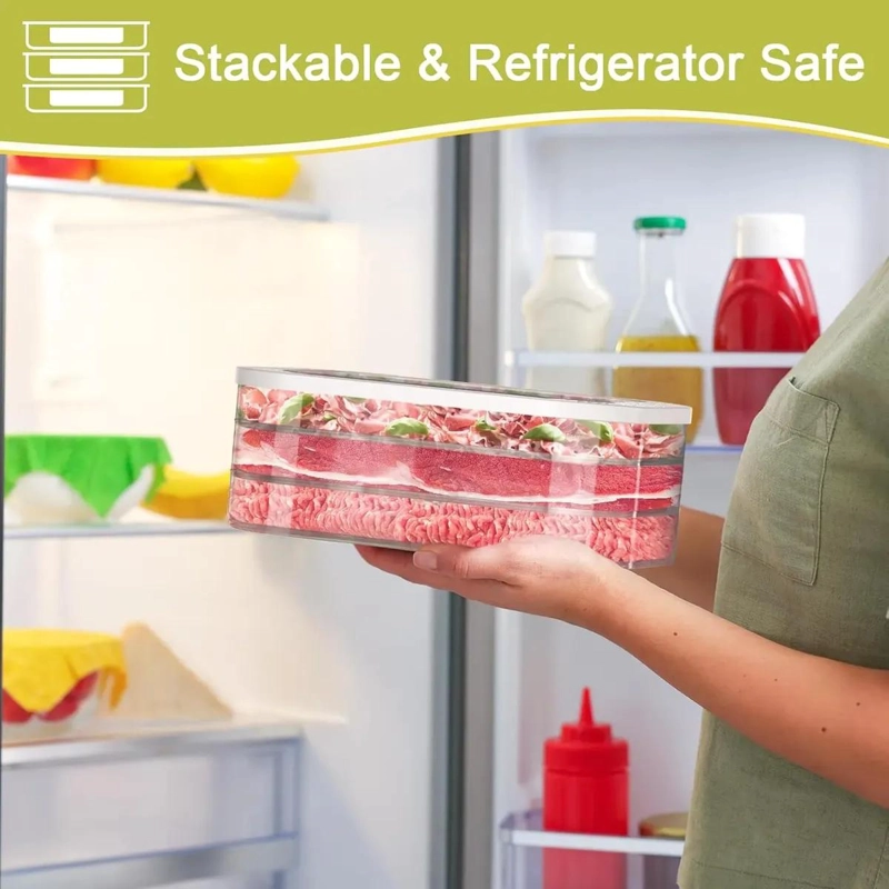 ORGANIZADOR ACRILICO PARA REFRIGERADOR CON TAPA Y CUATRO COMPARTIMENTOS - 2
