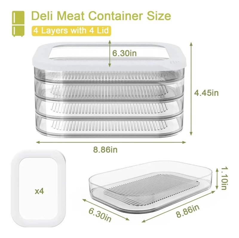 ORGANIZADOR ACRILICO PARA REFRIGERADOR CON TAPA Y CUATRO COMPARTIMENTOS - 3
