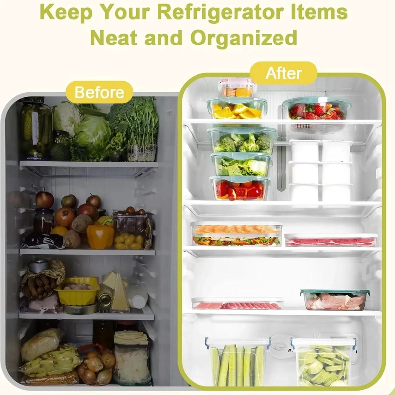 ORGANIZADOR ACRILICO PARA REFRIGERADOR CON TAPA Y CUATRO COMPARTIMENTOS - 5