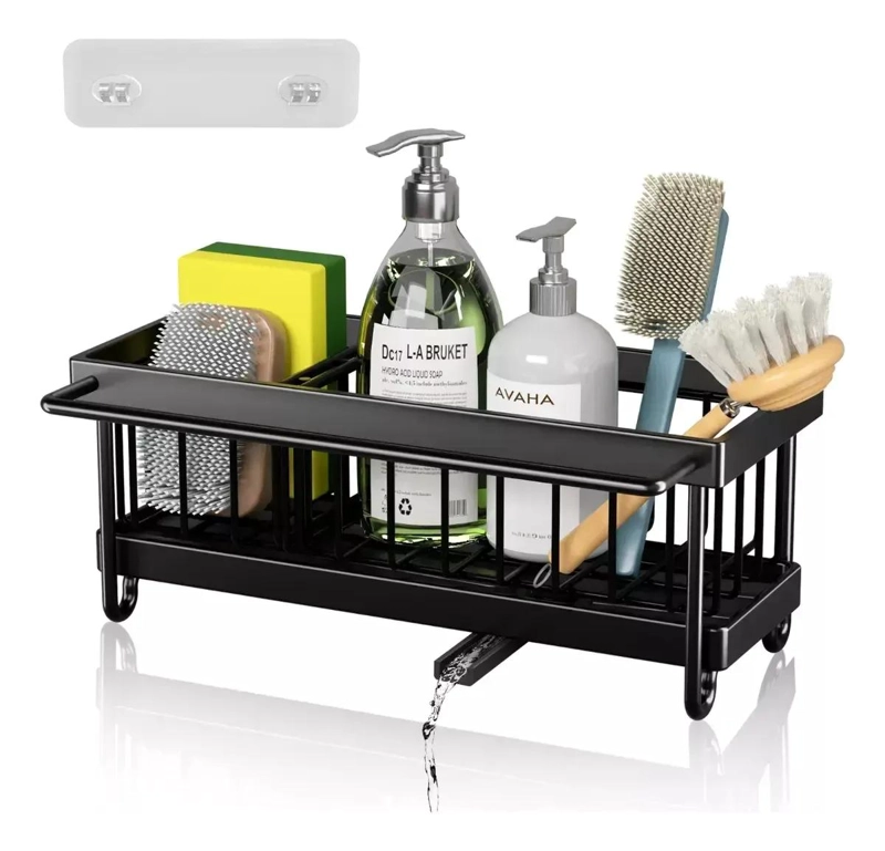 ESTANTE DE ACERO INOXIDABLE CON DRENAJE AUTOMATICO PARA COCINA COLOR NEGRO - 1
