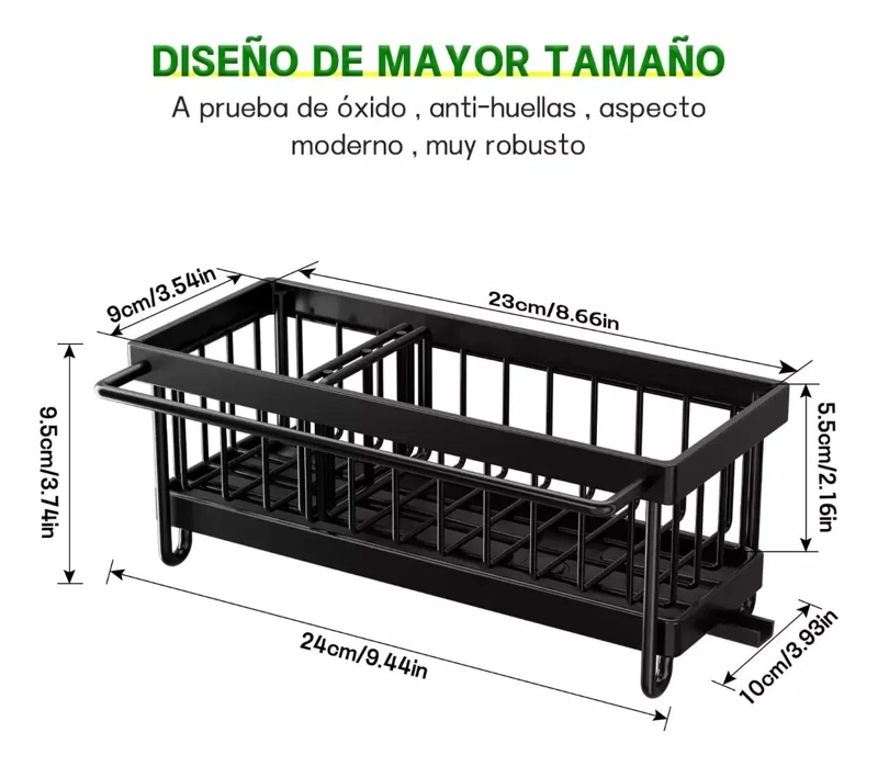 ESTANTE DE ACERO INOXIDABLE CON DRENAJE AUTOMATICO PARA COCINA COLOR NEGRO - 3