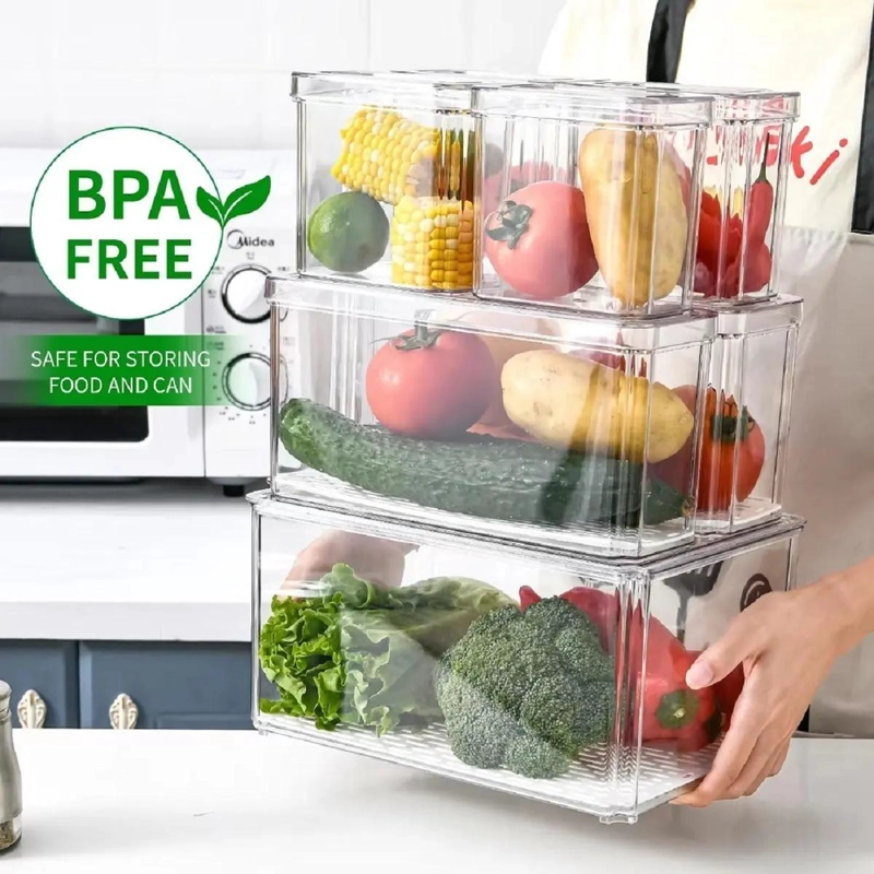 SET DE 7 CONTENEDORES CON TAPA PARA ORGANIZAR REFRIGERADOR Y COCINA - 2