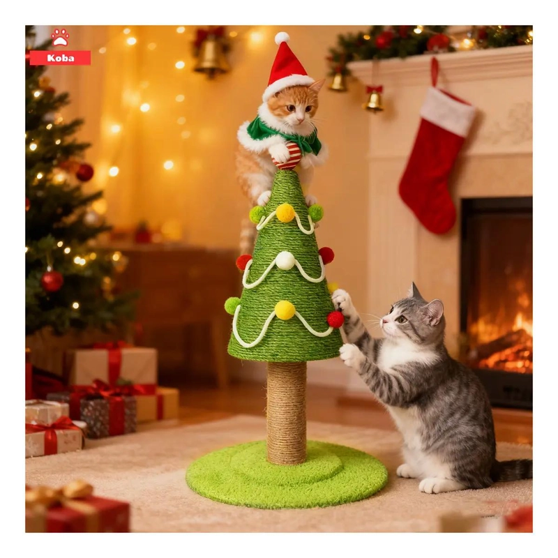 RASCADOR PARA GATOS TIPO MINI ARBOL DE NAVIDAD DE 62 CM - 1