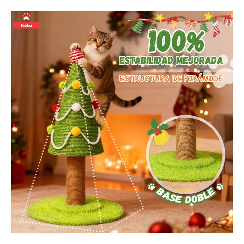 RASCADOR PARA GATOS TIPO MINI ARBOL DE NAVIDAD DE 62 CM - 2