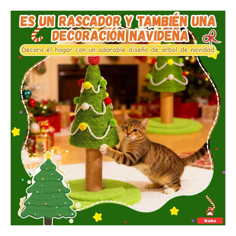 RASCADOR PARA GATOS TIPO MINI ARBOL DE NAVIDAD DE 62 CM - 3