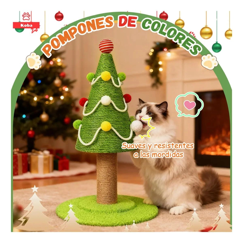 RASCADOR PARA GATOS TIPO MINI ARBOL DE NAVIDAD DE 62 CM - 4