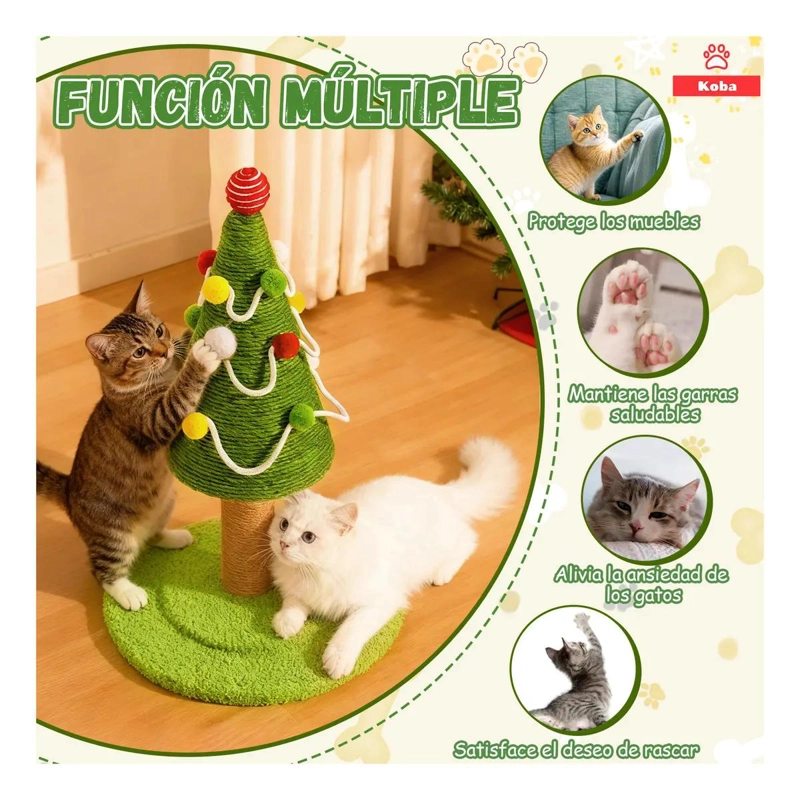 RASCADOR PARA GATOS TIPO MINI ARBOL DE NAVIDAD DE 62 CM - 5