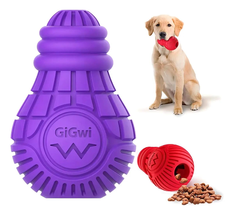 JUGUETE DISPENSADOR DE GOMA PARA PERRO TAMAÑO GRANDE COLOR MORADO - 1