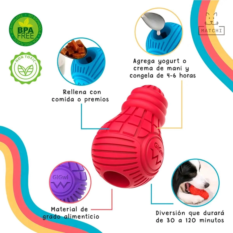 JUGUETE DISPENSADOR DE GOMA PARA PERRO TAMAÑO GRANDE COLOR MORADO - 3