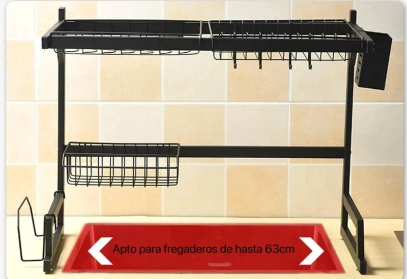 RACK ORGANIZADOR PARA COCINA CON ESCURRIDOR Y SECADOR DE PLATOS DE 65 CM - 4