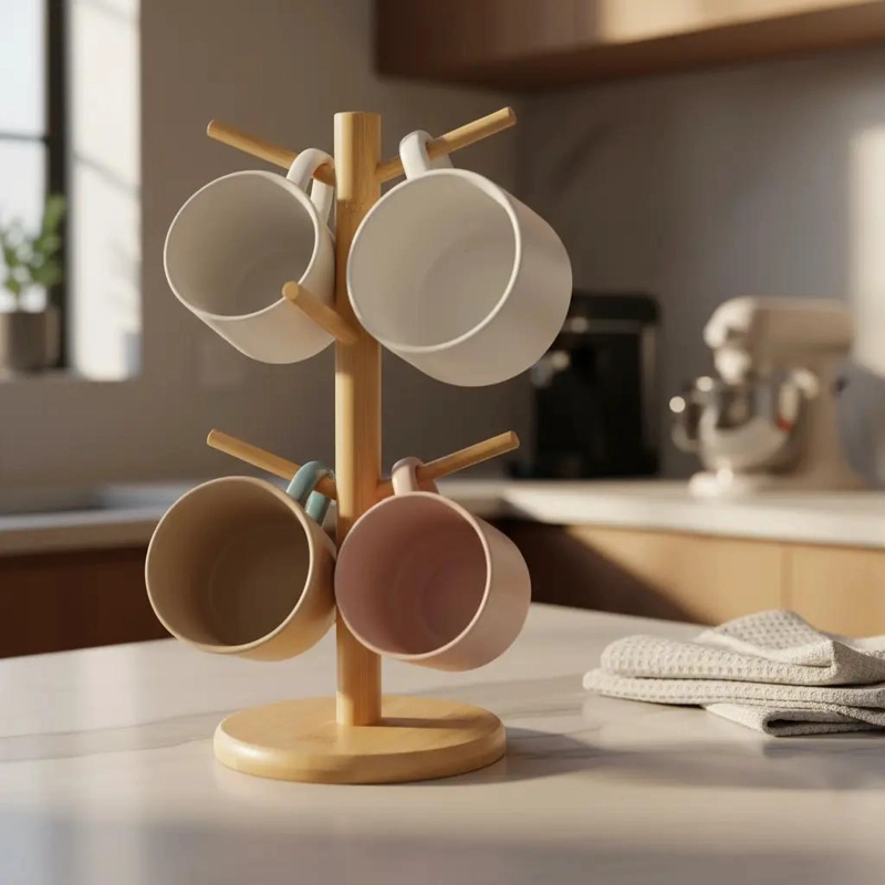 SOPORTE PARA TAZAS CON 6 GANCHOS DE 34 CM DE LARGO - 1