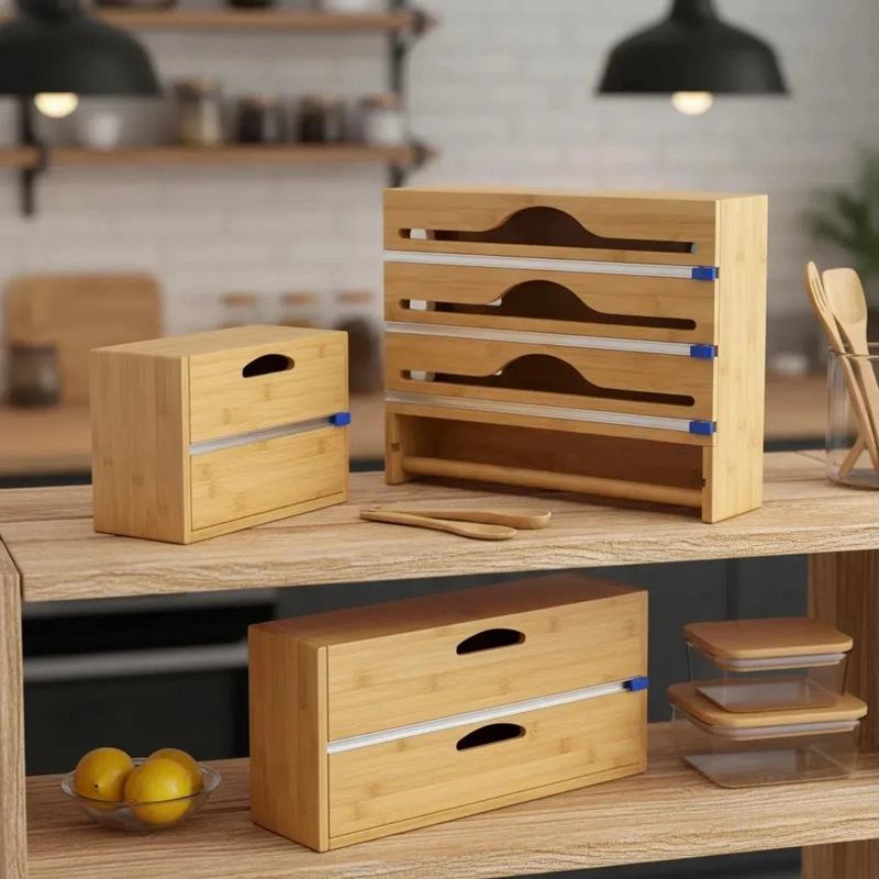 ORGANIZADOR DE BAMBU CON 3 NIVELES EN COLOR BEIGE PARA ALMACENAJE - 5