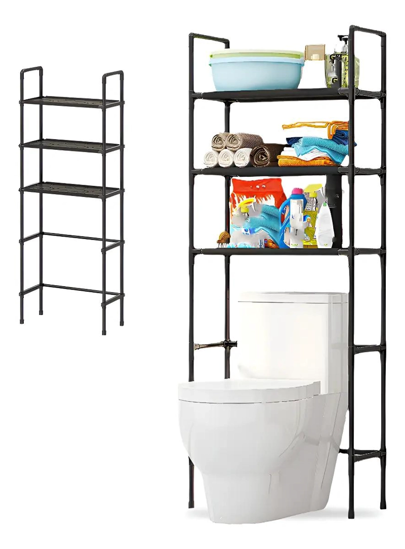 ESTANTE ORGANIZADOR DE BAÑO CON 3 NIVELES Y REPISAS NEGRAS - 1