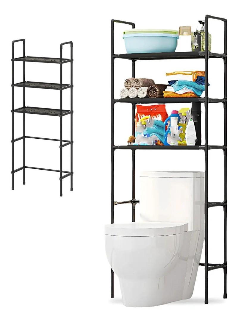 ESTANTE ORGANIZADOR DE BAÑO CON 3 NIVELES Y REPISAS NEGRAS - 2