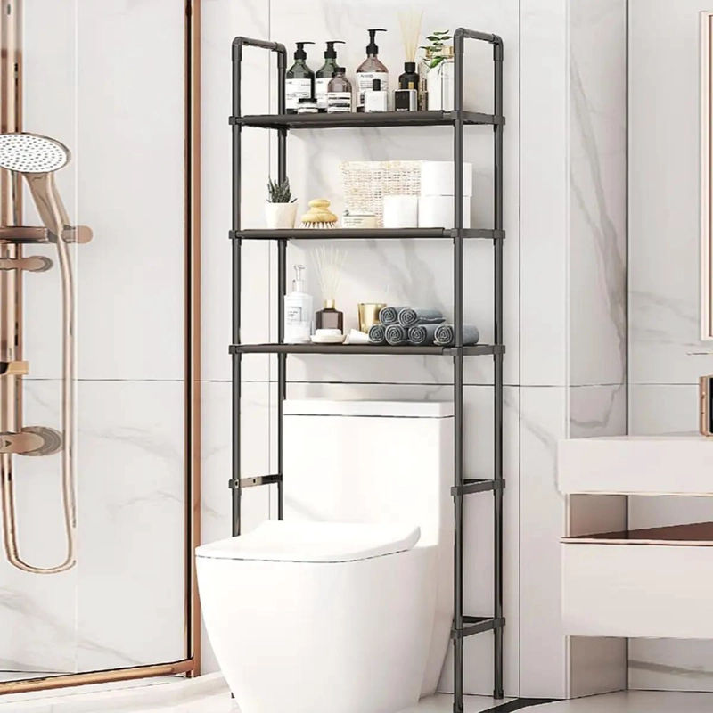 ESTANTE ORGANIZADOR DE BAÑO CON 3 NIVELES Y REPISAS NEGRAS - 3