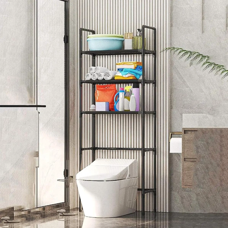 ESTANTE ORGANIZADOR DE BAÑO CON 3 NIVELES Y REPISAS NEGRAS - 5