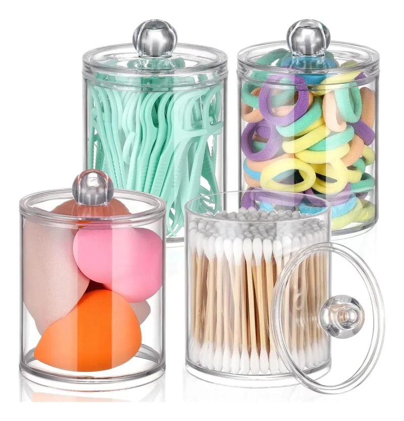 ORGANIZADOR ACRILICO TRANSPARENTE PARA MAQUILLAJE CON 4 COMPARTIMENTOS - 1