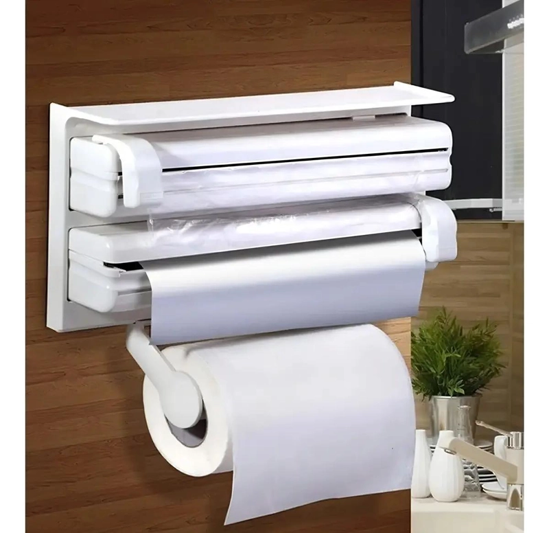 DISPENSADOR TRIPLE PARA ROLLOS DE TOALLA Y FILM PARA COCINA - 2