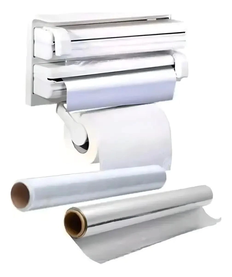 DISPENSADOR TRIPLE PARA ROLLOS DE TOALLA Y FILM PARA COCINA - 4