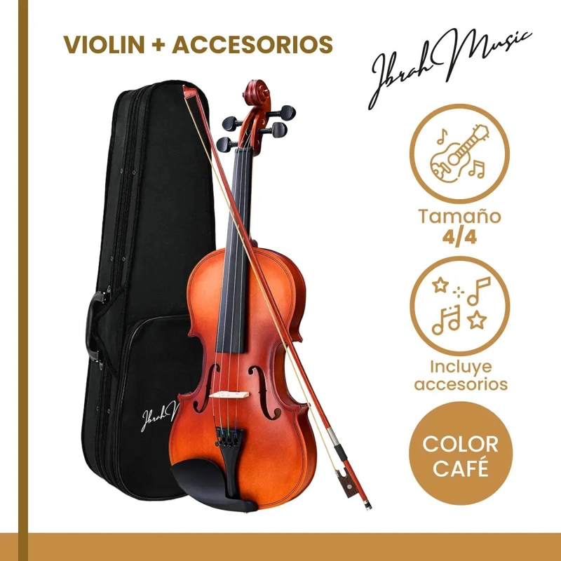VIOLIN ACUSTICO TAMAÑO 4/4 CON ESTUCHE, ARCO Y ACCESORIOS COMPLETOS - 2