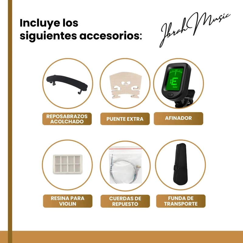 VIOLIN ACUSTICO TAMAÑO 4/4 CON ESTUCHE, ARCO Y ACCESORIOS COMPLETOS - 4