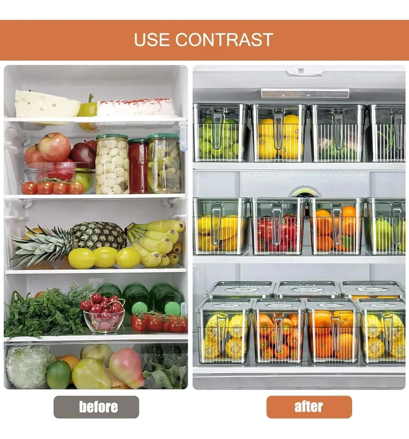 CAJA ORGANIZADORA PARA REFRIGERADOR CON TAPA Y MANGO RESISTENTE - 4