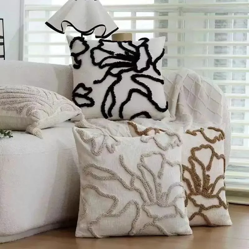 SET DE 3 FUNDAS DE COJIN DISEÑO BOHO EN COLOR BLANCO 45X45 CM - 1