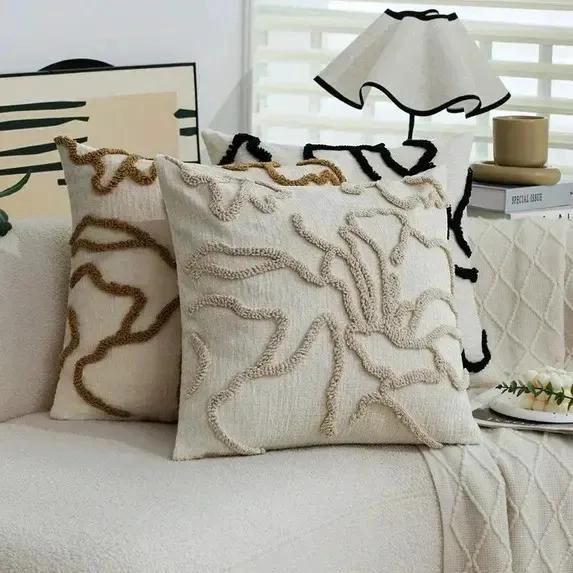 SET DE 3 FUNDAS DE COJIN DISEÑO BOHO EN COLOR BLANCO 45X45 CM - 2