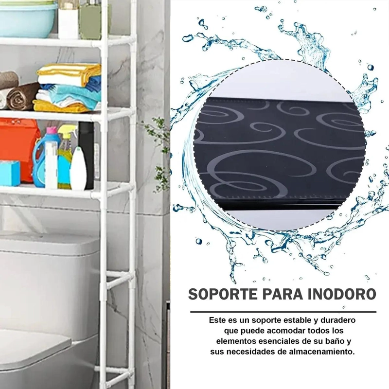 ESTANTE ORGANIZADOR PARA BAÑO CON 3 NIVELES Y REPISAS RESISTENTES - 4