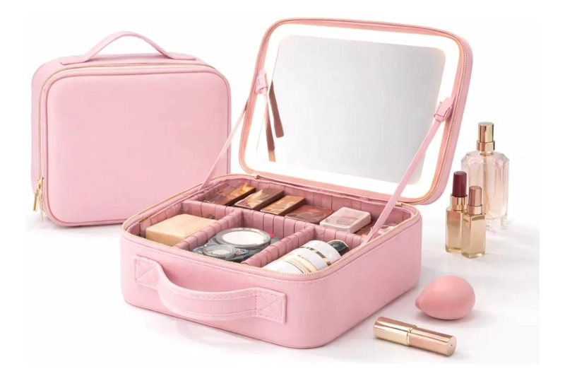 ESTUCHE PARA MAQUILLAJE CON ESPEJO Y LUZ LED ORGANIZADOR COMPACTO - 1