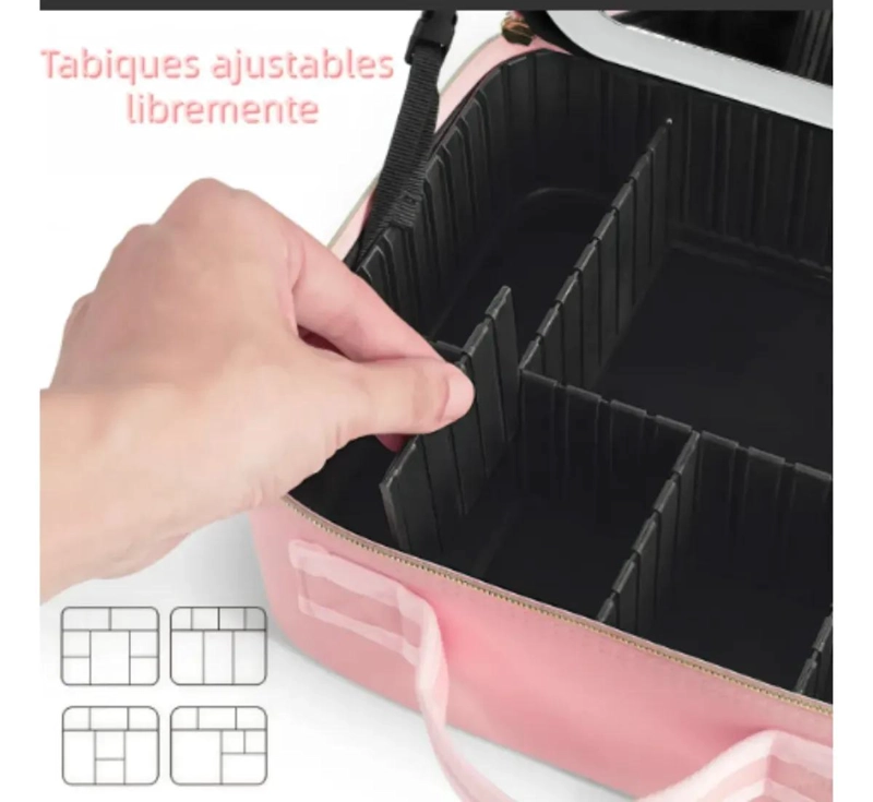 ESTUCHE PARA MAQUILLAJE CON ESPEJO Y LUZ LED ORGANIZADOR COMPACTO - 5