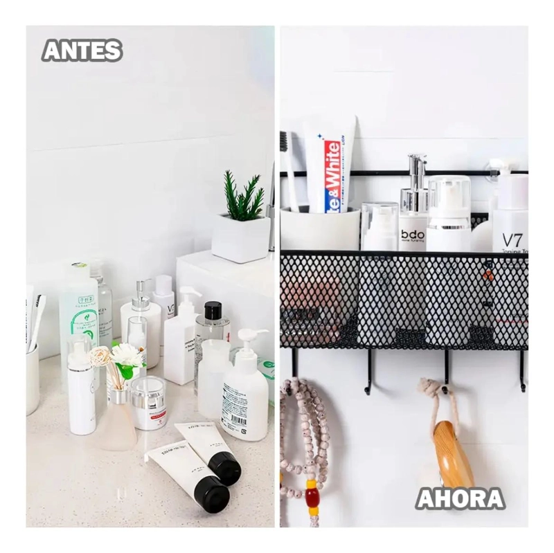 SET DE 2 ORGANIZADORES DE DUCHA CON REPISA ADHESIVA Y GANCHO - 3
