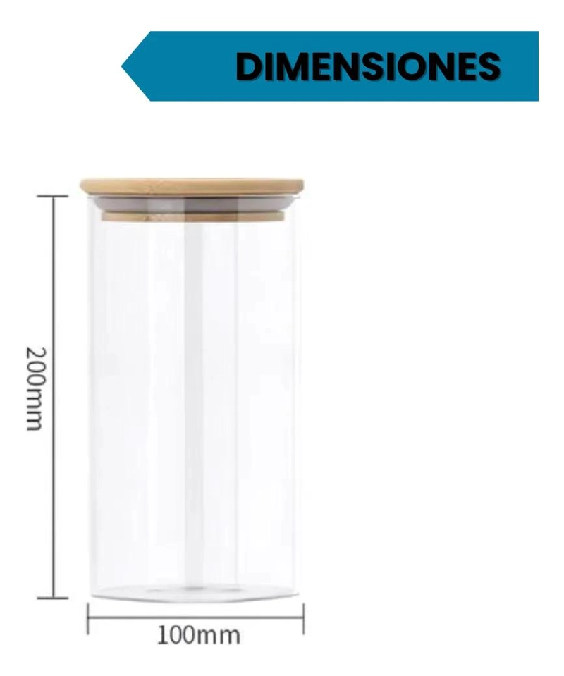 SET DE 8 FRASCOS DE VIDRIO CON TAPA DE BAMBU PARA ALMACENAMIENTO - 2