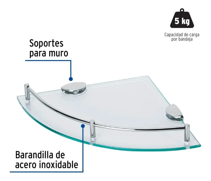 PACK DE 2 REPISAS ESQUINERAS DE VIDRIO TEMPLADO PARA BAÑO CON 4 PISOS - 3