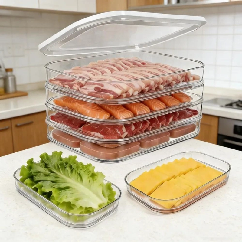 CONTENEDOR ACRILICO CON TAPA PARA ORGANIZACION EN REFRIGERADOR - 1