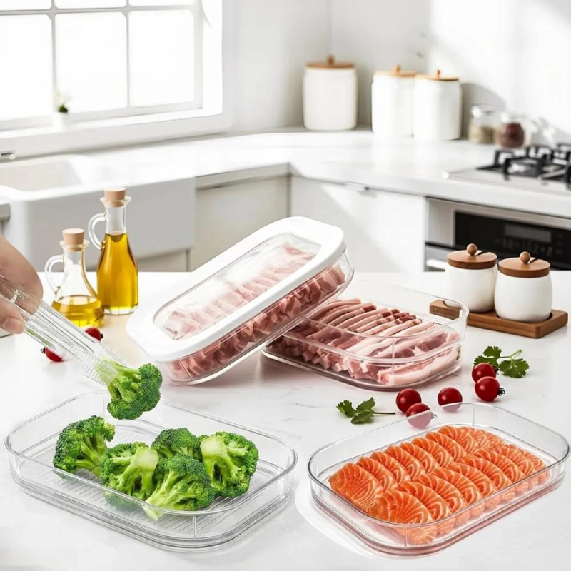 CONTENEDOR ACRILICO CON TAPA PARA ORGANIZACION EN REFRIGERADOR - 4