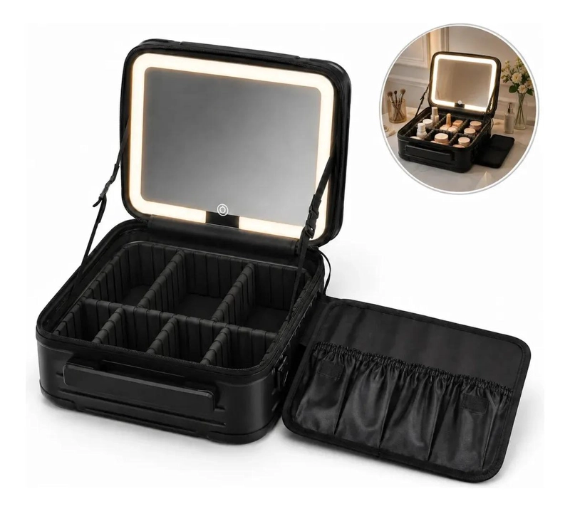 ORGANIZADOR DE MAQUILLAJE CON ESPEJO LED REGULABLE PARA COSME TICOS - 1